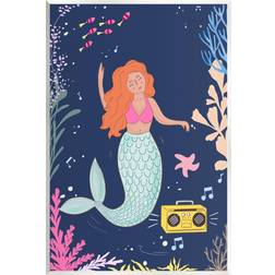 Stupell Industries Happy Mermaid Dancing Boombox Graphic Art Unframed Art Print Wall Decor