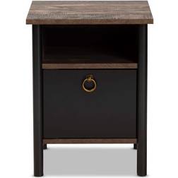 Baxton Studio Vaughan Brown/Black Bedside Table 15.7x15.7"