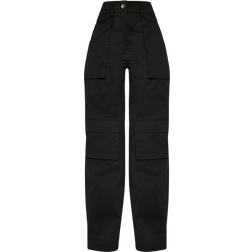 PrettyLittleThing Twill Pocket Detail High Waist Cargo Trousers - Black