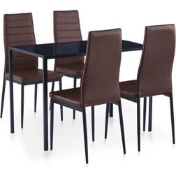 vidaXL Conjunto Mesa Y Sillas 5 Piezas Marrón Juego de comedor de patio