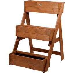 Dobar Three Step Planting Ladder Brown 90cm H x 70cm W x 60cm D