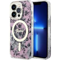 Guess iPhone 14 Pro Cover Flower MagSafe Lyserød