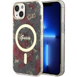 Guess iPhone 14 Cover Flower MagSafe Kaki