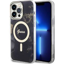 Guess iPhone 14 Pro Max Cover Golden Marble MagSafe Sort