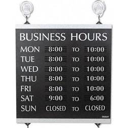 HeadLine Business Hours Sign, 14x13", Black/Silver, Caution Sign