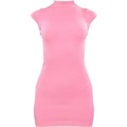 PrettyLittleThing Structured Contour Rib Cap Sleeve Bodycon Dress - Pink