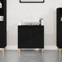 vidaXL Armario Para Lavabo Madera Contrachapada Negro 58x33x60 cm