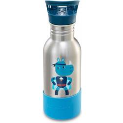 Lilliputiens Edelstahl-Trinkflasche SUPER MARIUS 0,6l in silber/blau