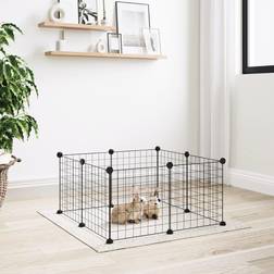 vidaXL without door, 4.3 Pet Cage with Door Black Steel Rabbit Hutch