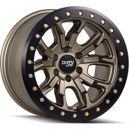 Dirty Life Dirty Life Dt-1 Wheel, 17x9 with 5 on 114.3 Bolt Pattern Satin Gold W/Simulated Ring