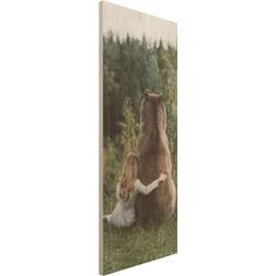 Quadro in legno Ragazza con orso marrone