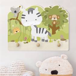 Kindergarderobe Holz Baby Zebra in Savanne