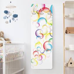 Wandgarderobe Holzpaneel Kinderzimmer Rainbow Bubbles