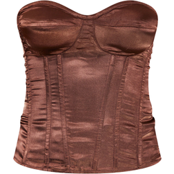 PrettyLittleThing Satin Corset - Chocolate