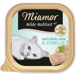 Miamor Økonomipakke: 24 100 Mildt Måltid Fjerkræ pure & ørred