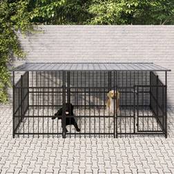 vidaXL Gabbia per Cani da Esterno con Tetto in Acciaio 3,75 m -