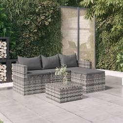 vidaXL 3-tlg Garten-Lounge-Set mit Kissen Grau Lounge-Set