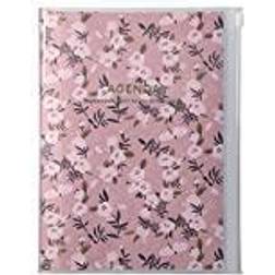Fickkalender A5 Vertikal Blommönster Rosa