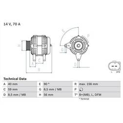 Bosch 0 986 041 510 Alternador 14V 70A Seat