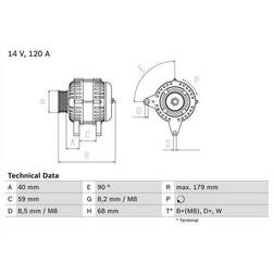 Bosch 0 986 040 360 Alternador 14V 120A LT 28-46 2 Kasten