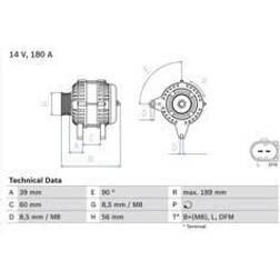 Bosch 0 986 081 230 Alternateur 14V 180A