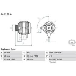 Bosch 0 986 046 440 14V 90A Renault Clio III Grandtour Clio 3 Twingo 2