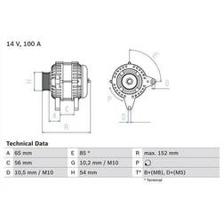 Bosch 0 986 047 270 Alternador 14V 120A