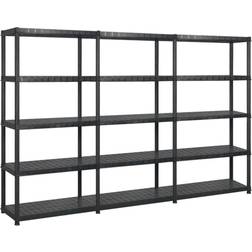 vidaXL Estanterías De Almacenaje 5 Niveles Plástico Negro 255x40x185 cm Estantería