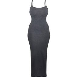 PrettyLittleThing Shape Jersey Strappy Maxi Dress - Charcoal Grey