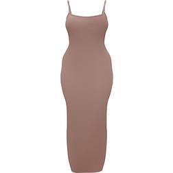 PrettyLittleThing Shape Jersey Strappy Maxi Dress - Taupe