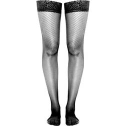 PrettyLittleThing Lace Top Fishnet Hold Up Stockings - Black