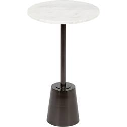 Kate and Laurel Tira Elegant Round Side 14 x 24 Black Agate Gold Small Table