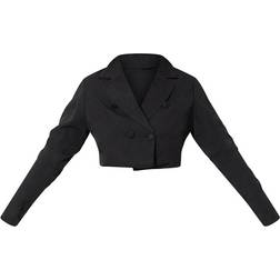 PrettyLittleThing Cropped Double Button Blazer - Black