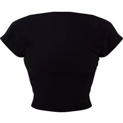 PrettyLittleThing Soft Rib Backless Top - Black