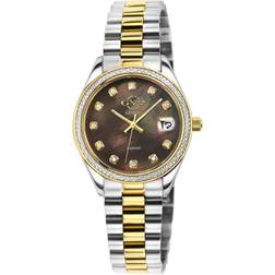 Gevril Gv2 WoMens Turin Diamond, Chocolate Brown MOP Dial, Two toned IPYG Silver & Gold One Size