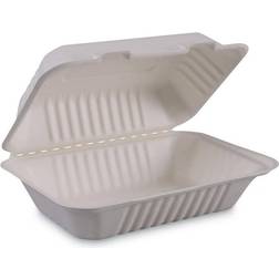 Boardwalk 9 6 3.19 in. White Containers Hinged-Lid 1-Compartment 125/Sleeve 2 Sleeves/Carton Plastic Bag & Foil