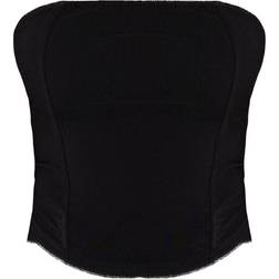 PrettyLittleThing Stretch Woven Bandeau Corset - Black