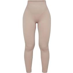 PrettyLittleThing Structured Contour Rib Cuffed Detail Leggings - Stone