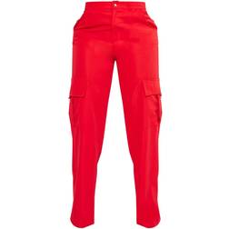 PrettyLittleThing Shape Buckle Detail Cargo Wide Leg Trousers - Red