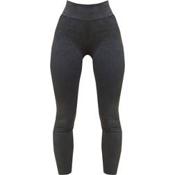 PrettyLittleThing Acid Wash Seamless Soft Rib High Waist Gym Leggings - Charcoal