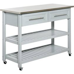 Homcom Kitchen Island Rolling Utility Cart Trolley Table