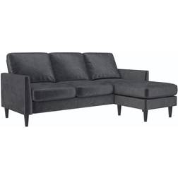 Mr. Kate Winston Reversible Sectional Dark Gray Velvet Sofa