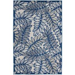 Nourison Aloha Leaf Print Blue, White