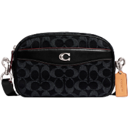 Coach Signature Denim Camera Bag - Silver/Black Denim