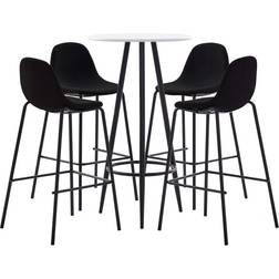 vidaXL 5 pcs Table Et Chaises de Pub Meubles de Bistrot Mobilier de Comptoir Jardin Cuisine Restaurant Maison Tissu Noir Ensemble de Bar d'Extérieur