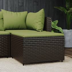 vidaXL Poggiapiedi Da Giardino Con Cuscino In Polyrattan Marrone