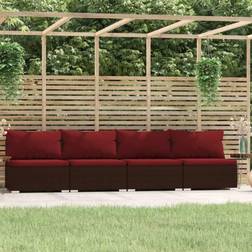 vidaXL 4-Seater Sofa with Cushions Brown Poly Rattan - Marrón Sofá de Exterior