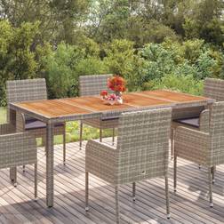 vidaXL Table De Jardin Dessus En Bois Gris 190x90x75 cm Résine Tressée 319906