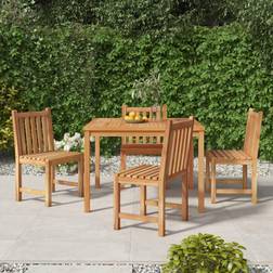 vidaXL 5 Piece Garden Solid Wood Teak Patio Dining Set, 1 Table incl. 4 Chairs