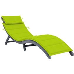 vidaXL Chaise Longue De Patio Transat de Terrasse Bain de Soleil de Jardin Piscine Extérieur Gris Bois d'Acacia Solide